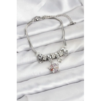 CEYLAN ADAM Pirinç Gümüş Renk Renkli Yıldız Charmlı Kadın Bileklik