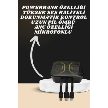 CEYLAN ADAM Powerbank Kulaklık ve 7 Kordonlu Akıllı Saat Çoklu Şarj Girişi Bluetooth Bağlantılı