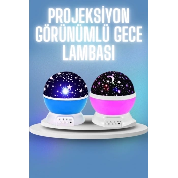 CEYLAN ADAM Renkli Yıldızlı Gökyüzü Projeksiyon Gece Lambası Pilli ve USB Kablolu