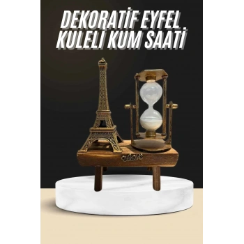 CEYLAN ADAM Retro Eyfel Kulesi Ve Kum Saati Dekoratif Ahşap Görünümlü Masa Biblosu