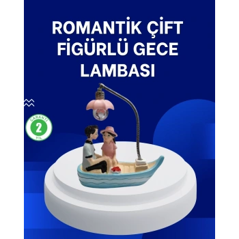 CEYLAN ADAM Romantik Sandal Üzerinde Çift Figürü LED Gece Lambası Masa Dekoru