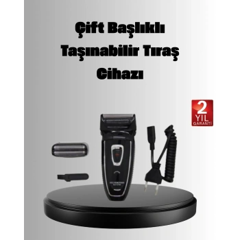 CEYLAN ADAM Şarjlı Kablosuz Tıraş Makinesi Çift Başlık Kuru Tıraş Ergonomik Taşınabilir