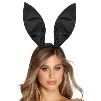 CEYLAN ADAM Siyah Renk Saten Kaplama Şekil Verilebilir Tavşan Kulak Taç 35x11 cm