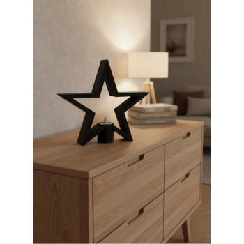 CEYLAN ADAM Siyah Yıldız Şeklinde Mumluk Loş Işık Dekor Aksesuarı