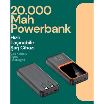 CEYLAN ADAM Taşınabilir Şarj Cihazı 20000 mAh | 22.5W Hızlı Şarj + Dijital Ekran + Kablo Dahil