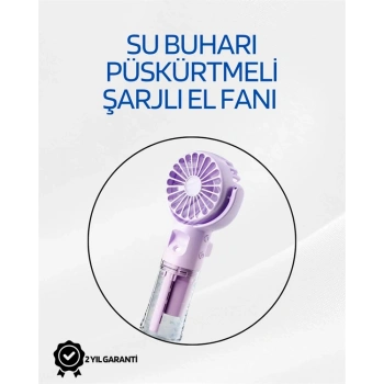 CEYLAN ADAM Taşınabilir Şarjlı Su Sisi Püskürtmeli Mini El Fanı – 4 Hız Ayarı, Tip-C Şarjlı, Sessiz Motor