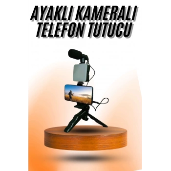 CEYLAN ADAM Telefon Tutucu Mini Mikrofonlu Tripod Vlog Çekim Video