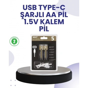CEYLAN ADAM Type-C USB ile Hızlı Şarj Edilebilir AA Kalem Pil | 1.5V Lityum | Çiftli Paket