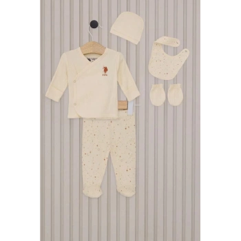 CEYLAN ADAM   U.S.Polo Kız Bebek 5Li Zıbın Seti USB2107 Krem