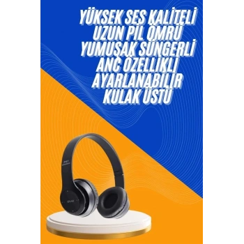 CEYLAN ADAM Wireless 5.0 Bluetooth Kablosuz Kulaklık ANC Özellikli Kulak Üstü Ayarlanabilir