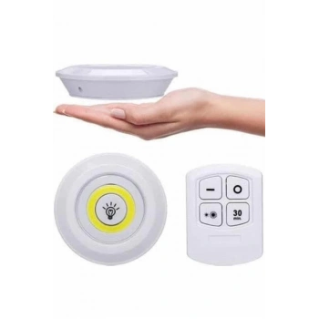 CEYLAN ADAM Yapışkanlı 3lü Spot Led Işık Lamba Montajsız Pilli Uzaktan Kumandalı