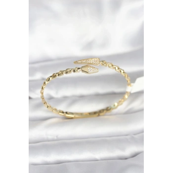 CEYLAN ADAM Yılan Model Pirinç Gold Renk Kadın Kelepçe Bileklik