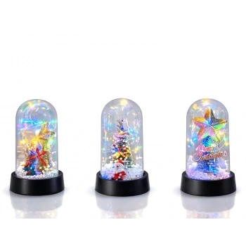 CEYLAN ADAM Yılbaşı Temalı Işıklı  Dekoratif Cam Fanus Alk5038