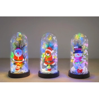 CEYLAN ADAM Yılbaşı Temalı Işıklı  Dekoratif Cam Fanus Alk5075