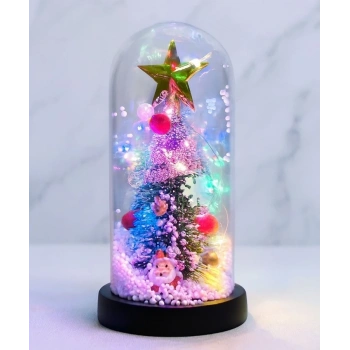 CEYLAN ADAM Yılbaşı Temalı Işıklı  Dekoratif Cam Fanus Alk5082