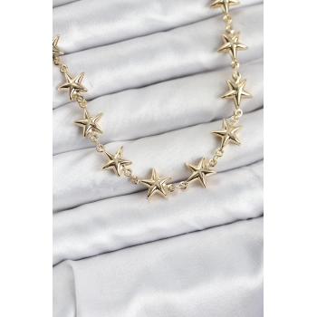 CEYLAN ADAM Yıldız Model Pirinç Gold Renk Kadın Kolye