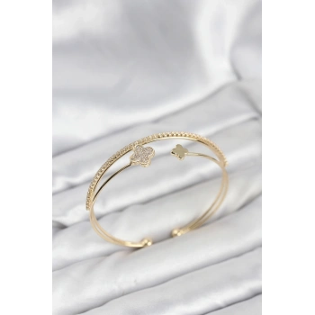 CEYLAN ADAM Yonca Model Pirinç Gold Renk Kadın Bileklik