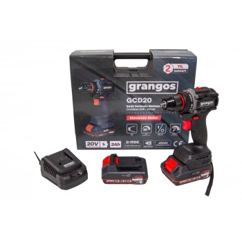 Grangos GCD20-T2 20V 2 Ah Çift Akülü Darbesiz Matkap Vidalama