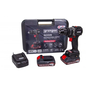 Grangos GCD25-T2 20V 2 Ah Çift Akülü Darbeli Matkap