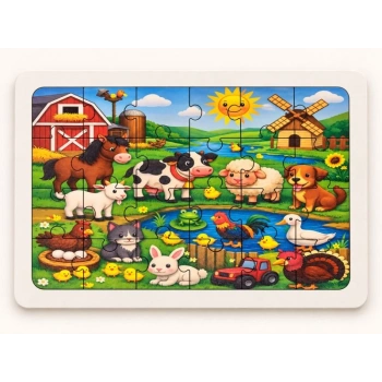Hayvan Çiftliği - 24 Parça Ahşap Puzzle