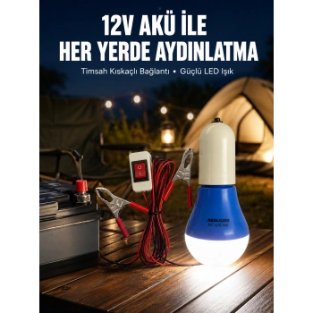 Mey İthalat® 12V LED Ampul Timsah Kıskaçlı Taşınabilir Aydınlatma