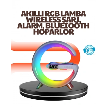 Mey İthalat® 15W Hızlı Kablosuz Şarj Destekli Çok Fonksiyonlu Akıllı Masa Lambası