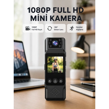 Mey İthalat® 180 Derece Dönebilen Mini Kamera Full HD TFT Ekran Hareket Sensörlü (Kopya)