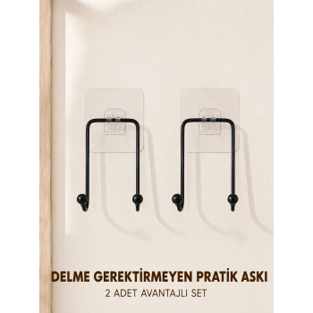 Mey İthalat® 2 Adet Çok Amaçlı Yapışkanlı Askı Ev Mutfak Banyo Düzenleyici