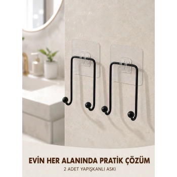 Mey İthalat® 2li Yapışkanlı Duvar Askısı Mutfak Banyo ve Ev İçin Askılık