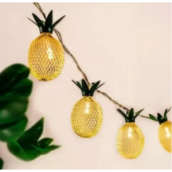 Mey İthalat® 2 Metre 10 LED Pilli 2 Kademeli Ananas Led Işık