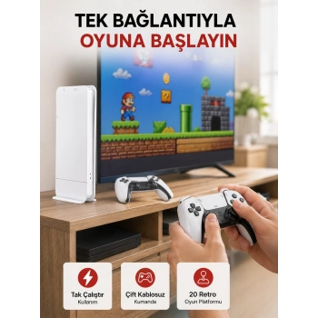 Mey İthalat® 20.000 Klasik Oyun Dahili Kablosuz Kontrollü Oyun Kutusu