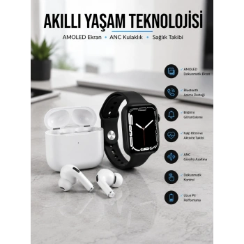 Mey İthalat® 2025 Model Akıllı Saat ve Yeni Nesil Pro Bluetooth Kulaklık TWS Yüksek Ses Kaliteli