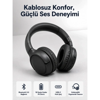 Mey İthalat® 2025 Model Kulak Üstü Bluetooth Hoparlör ANC Özellikli