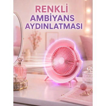 Mey İthalat® 3 Hız Ayarlı USB Şarjlı RGB Masa Fanı