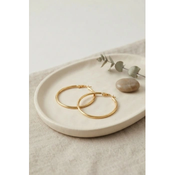 Mey İthalat® 316L Çelik Gold Renk 36 mm Halka Küpe