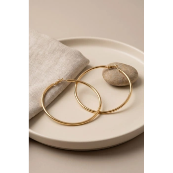 Mey İthalat® 316L Çelik Gold Renk 66 mm Halka Küpe