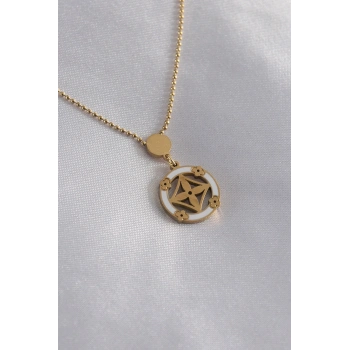 Mey İthalat® 316L Çelik Gold Renk Çiçek Figür Kadın Kolye