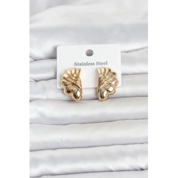 Mey İthalat® 316L Çelik Gold Renk Vintage Model Kadın Küpe