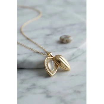 Mey İthalat® 316L Çelik Zincir Gold Renk Damla Tomurcuk Model Kolye