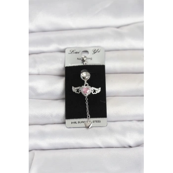 Mey İthalat® 316L Cerrahi Çelik Kanatlı Kalp Model Göbek Piercing