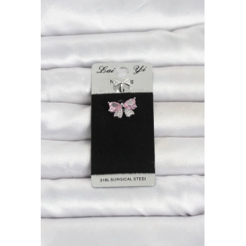 Mey İthalat® 316L Cerrahi Çelik Pembe Fiyonk Model Göbek Piercing