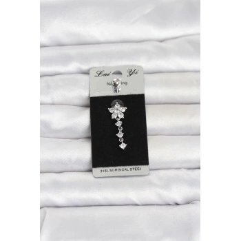 Mey İthalat® 316L Cerrahi Çelik Sallantılı Çiçek Model Göbek Piercing