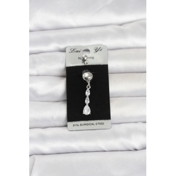 Mey İthalat® 316L Cerrahi Çelik Sallantılı Damla Model Göbek Piercing