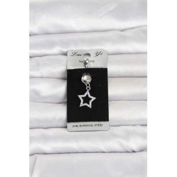 Mey İthalat® 316L Cerrahi Çelik Sallantılı Yıldız Model Göbek Piercing
