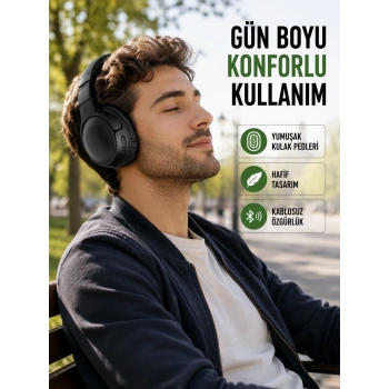 Mey İthalat® 3.2 cm Sürücülü Ergonomik Kablosuz Kulaklık