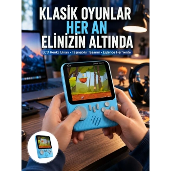 Mey İthalat® 3.5 İnç Mini Atari Taşınabilir Oyun Konsolu 666 Adet Retro Oyun Yeni Nesil