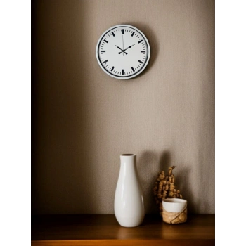 Mey İthalat® 36 Cm Beyaz Standart Duvar Saati