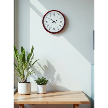 Mey İthalat® 36 Cm Kırmızı Roma Rakamlı Duvar Saati