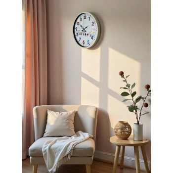 Mey İthalat® 36 Cm Krem Çocuk Odası Duvar Saati