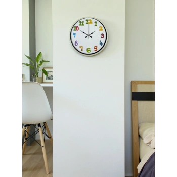 Mey İthalat® 36 Cm Krem Çocuk Odası Duvar Saati